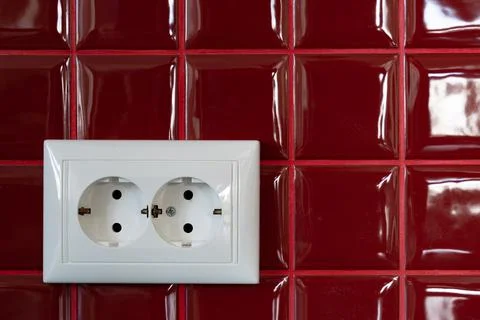 White electrical outlet. Stock Photos