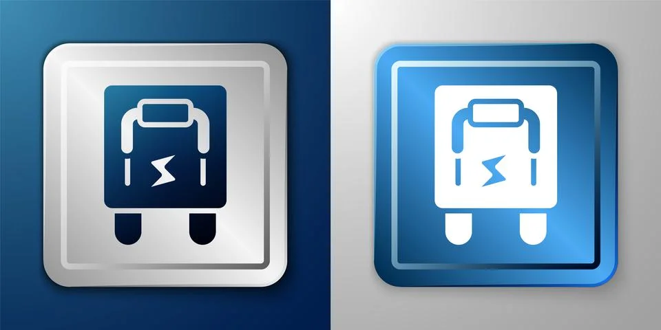 White Electrical panel icon isolated on blue and grey background. Switch lever Stock Illustration