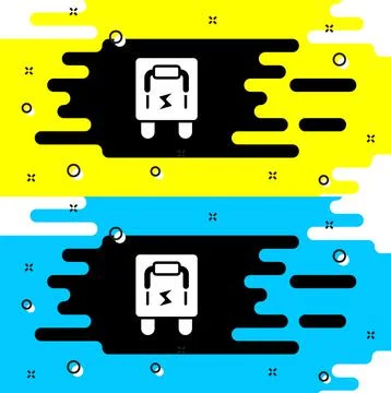 White Electrical panel icon isolated on black background. Switch lever. Vector Stock Illustration