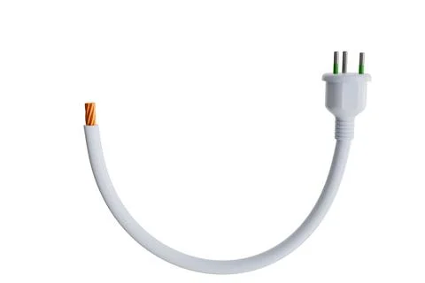 White electrical plug with copper Rendering 3D illustrations separated from.. 库存插图