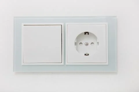 White electrical socket and switch Stock Photos