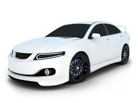 White electro car (done in 3d) Stock Illustration