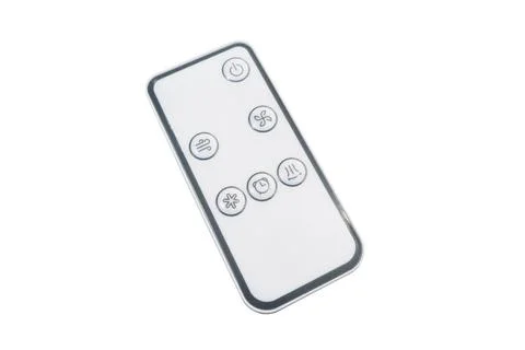 White electronic remote control with function buttons isolated on a white b.. Stock-Fotos