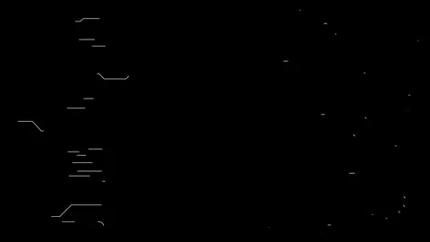 White electronic thin lines on a black screen. Video stock 300615246