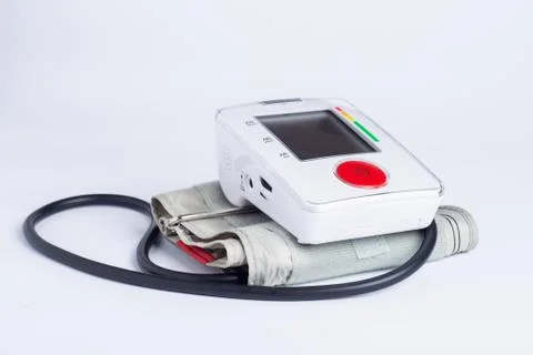 White electronic tonometer on a white background Foto stock