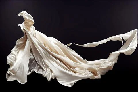 White elegant fabric material on black background beautiful silk material. Stock Illustration