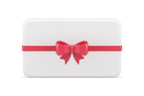 White elegant horizontal gift box with red bow ribbon decorative design reali Ilustração Stock