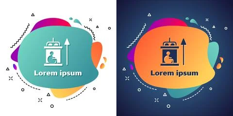 White Elevator for disabled icon isolated on white and blue background. Abstract Stock Illustration