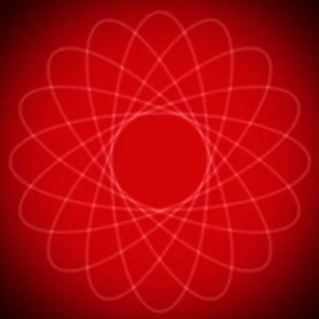 White ellipses making circle on red and black background Stock Photos