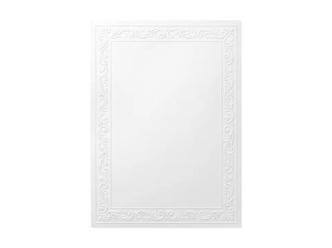 White embossed floral frame for elegant wedding invitation. Stock Photos