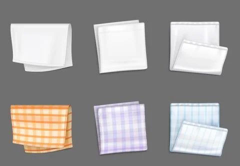 White empty and checkered folded handkerchief. Stock Illustration