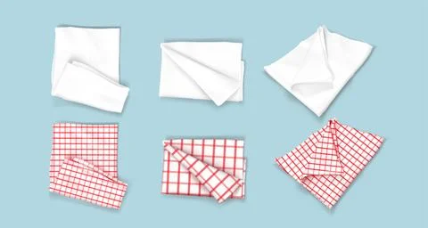 White empty and red gingham handkerchief mockup Stock Illustration