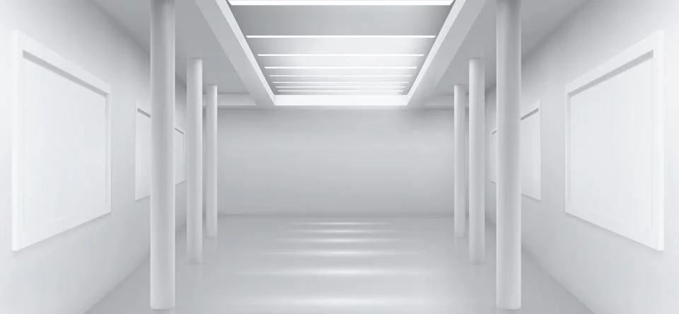White empty art gallery, abstract room background Stock Illustration
