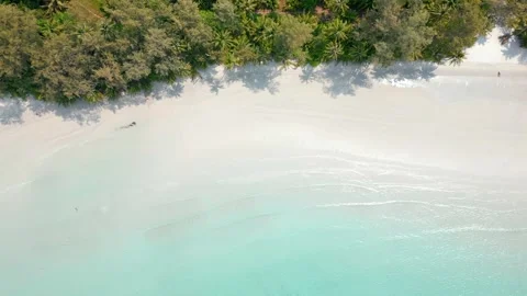 A white empty beach, crystal clear water, and coconut palm trees in paradise. Stock-Footage 247507807