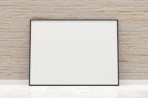 White empty blank picture or poster frame template mock up design standing on Stock Illustration