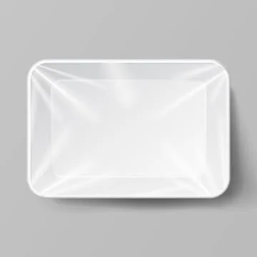 White Empty Blank Styrofoam Plastic Food Tray Container. Mock Up Good For 스톡 일러스트