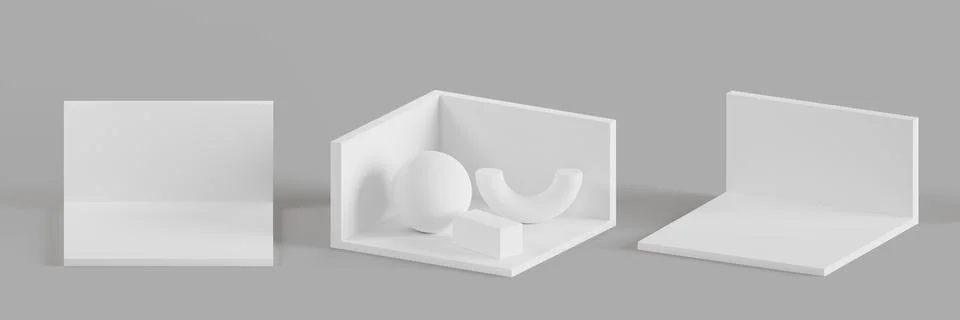 White empty booth display for trade show isometric 3d render icon set 스톡 일러스트