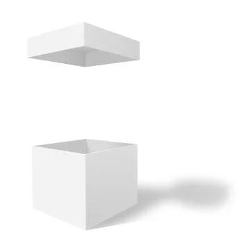White empty box with an open lid isolated on a white background Stock Illustration