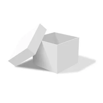 White empty box with an open lid isolated on a white background Stock Illustration