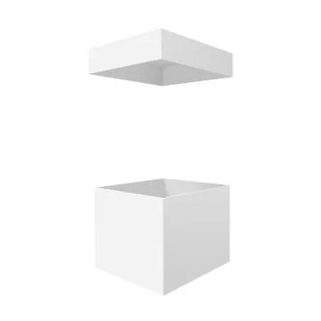 White empty box with an open lid isolated on a white background Stock Illustration