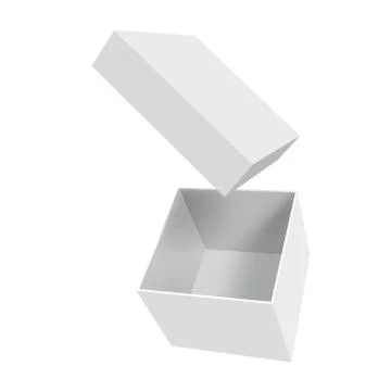 White empty box with an open lid isolated on a white background Stock Illustration