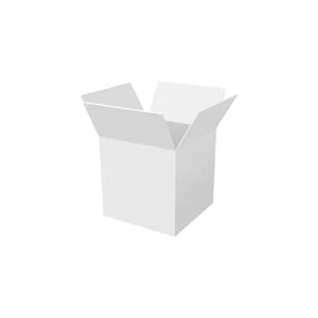 White empty box with an open lid isolated on a white background Stock Illustration
