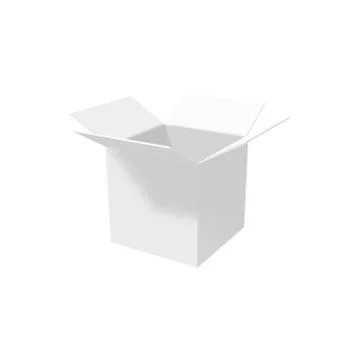 White empty box with an open lid isolated on a white background Stock Illustration