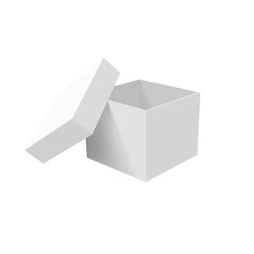 White empty box with an open lid isolated on a white background Stock Illustration