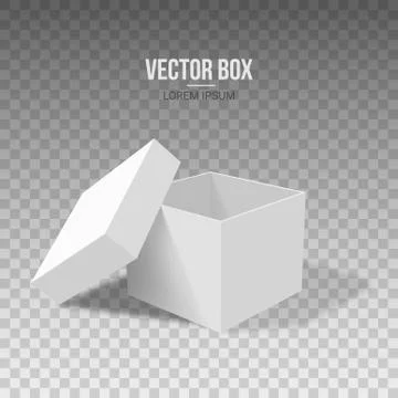 White empty box with an open lid on a transparent background Stock Illustration