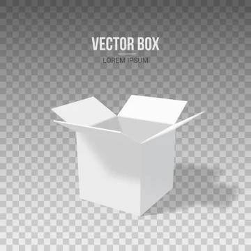 White empty box with an open lid on a transparent background Stock Illustration