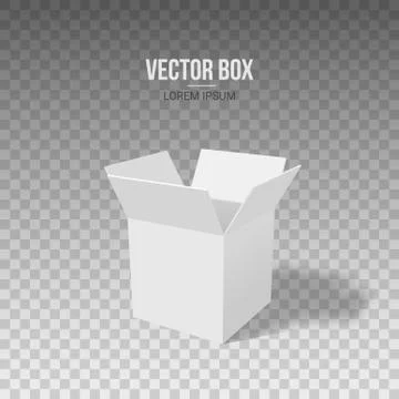 White empty box with an open lid on a transparent background Stock Illustration