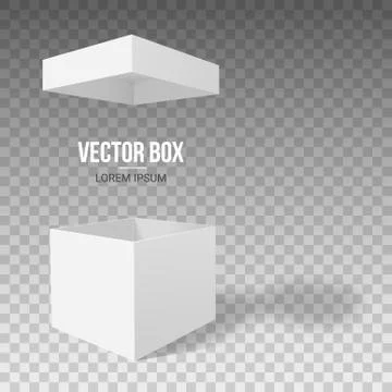 White empty box with an open lid on a transparent background Stock Illustration