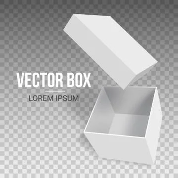 White empty box with an open lid on a transparent background Stock Illustration