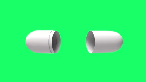 White empty capsule halves on green screen 3D animation 動画素材 334731566