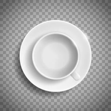 White empty ceramic cup and saucer. Top view 스톡 일러스트