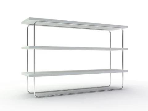 White empty closet. A cupboard with shelves. 3D Stock Illustration