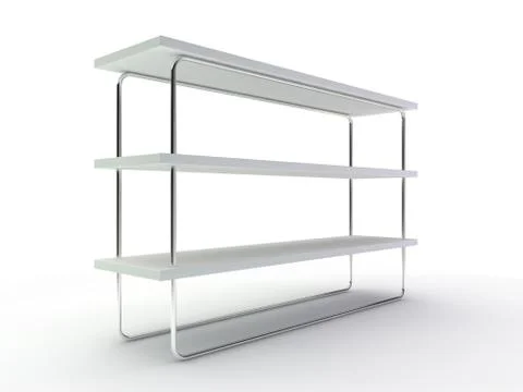 White empty closet. A cupboard with shelves. 3D Stock Illustration