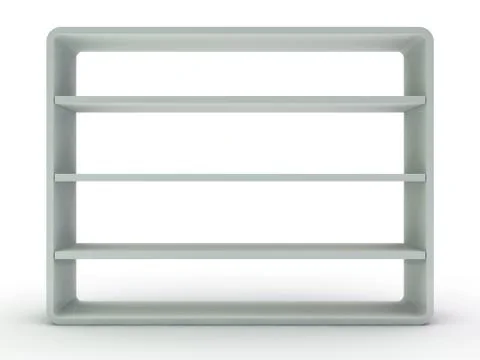 White empty closet. A cupboard with shelves. 3D Stock Illustration