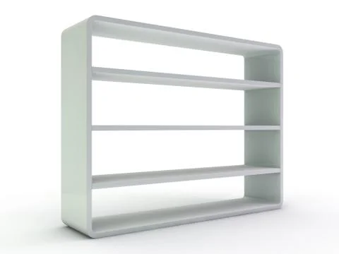 White empty closet. A cupboard with shelves. 3D Stock Illustration