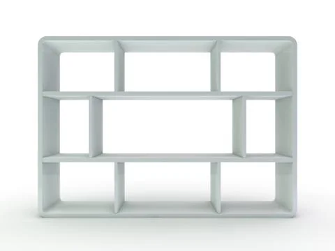 White empty closet. A cupboard with shelves. 3D Stock Illustration