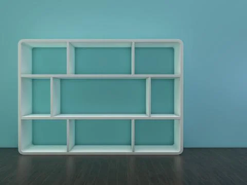 White empty closet. A cupboard with shelves. 3D Stock Illustration