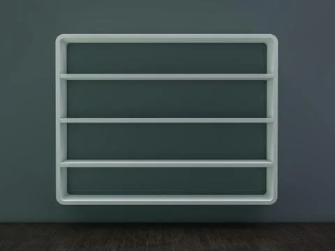 White empty closet. A cupboard with shelves. 3D Stock Illustration