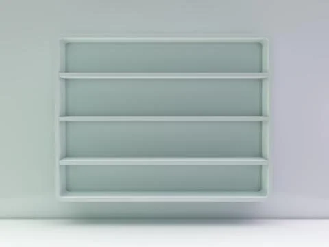 White empty closet. A cupboard with shelves. 3D Stock Illustration