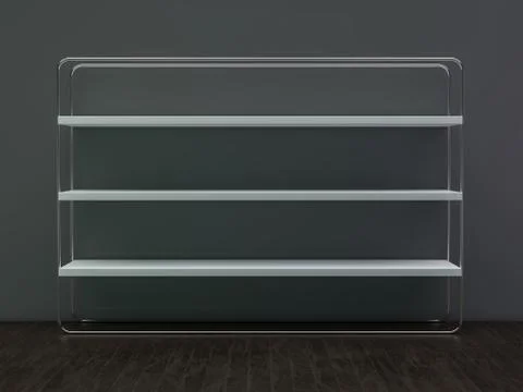 White empty closet. A cupboard with shelves. 3D Stock Illustration