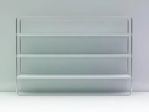 White empty closet. A cupboard with shelves. 3D Stock Illustration