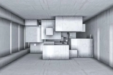 White empty concrete room, 3d rendering Stock Illustration