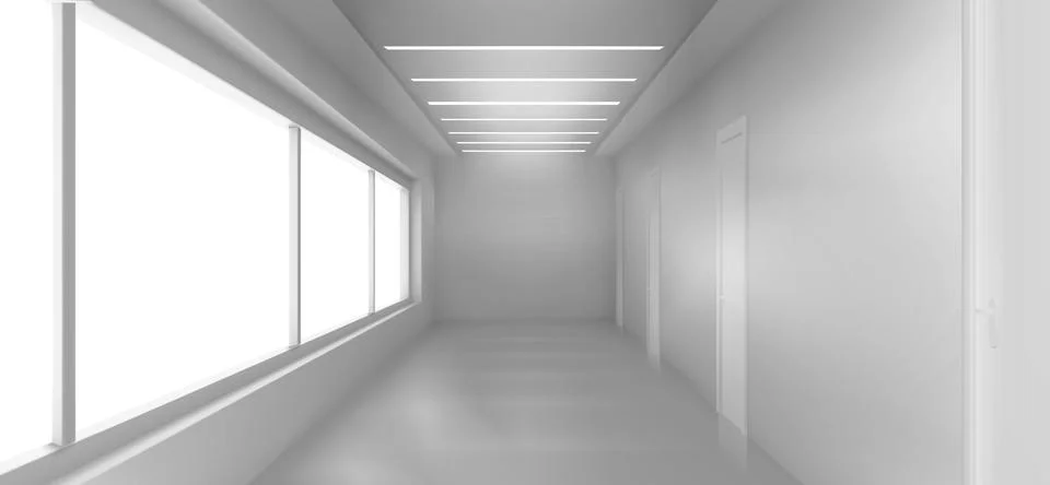 White empty corridor, 3d hospital, clinic, office Stock Illustration