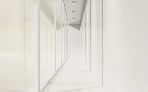 White empty corridor, 3d rendering. Ilustración de archivo