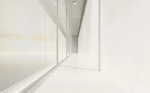 White empty corridor, 3d rendering. Ilustración de archivo