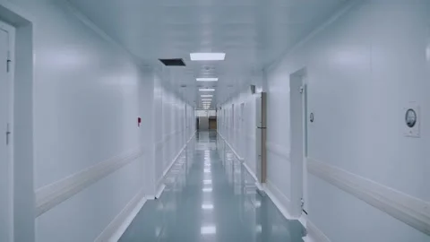 White empty corridor at the enterprise Stock Footage 166586915